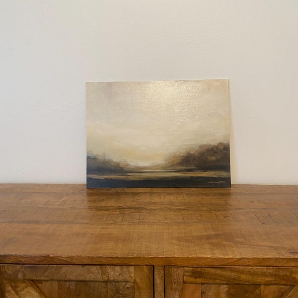 Slow Evening – Neutral Landscape Painting | Moody Wall Art | 12x16” Original Art
