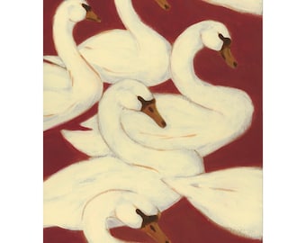 Descarga digital - Impresión artística original - Cisnes “Reprieve” en Borgoña