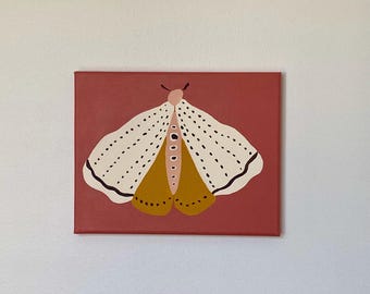 Pintura de polilla de canela / Arte abstracto de insectos, lienzo de 8x10 pulgadas.