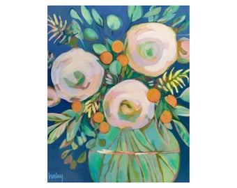 Descarga digital - Impresión artística original - Pintura original imprimible - Peonías rosas y eucalipto