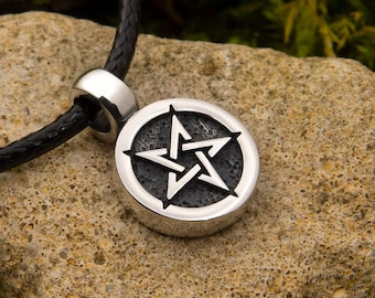 Inverted pentagram Sterling silver pentacle necklace Satanic jewelry Occult pendant Pentacle charm Protection amulet necklace