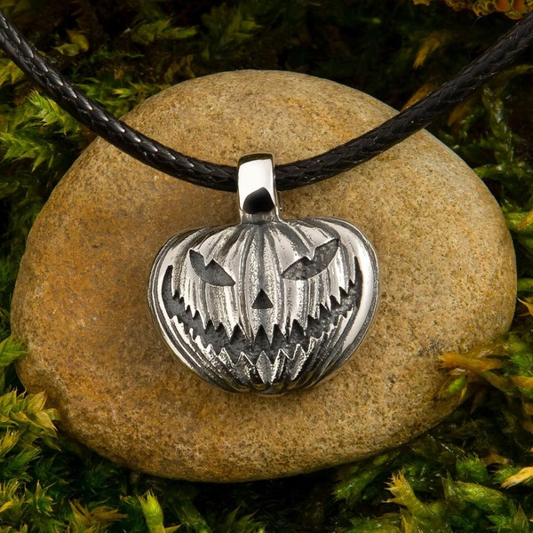 Halloween pumpkin necklace 925 sterling silver Pumpkin jewelry Gothic jewelry Spooky Pendant Unique pumpkin Halloween gift