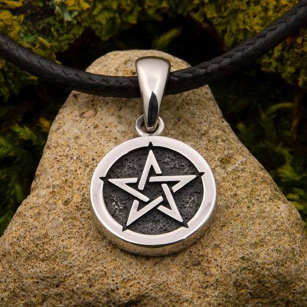 Pentagram pendant sterling silver Pentacle necklace Satanic jewelry Occult necklace Pentacle charm Wicca pentacle Magic amulet