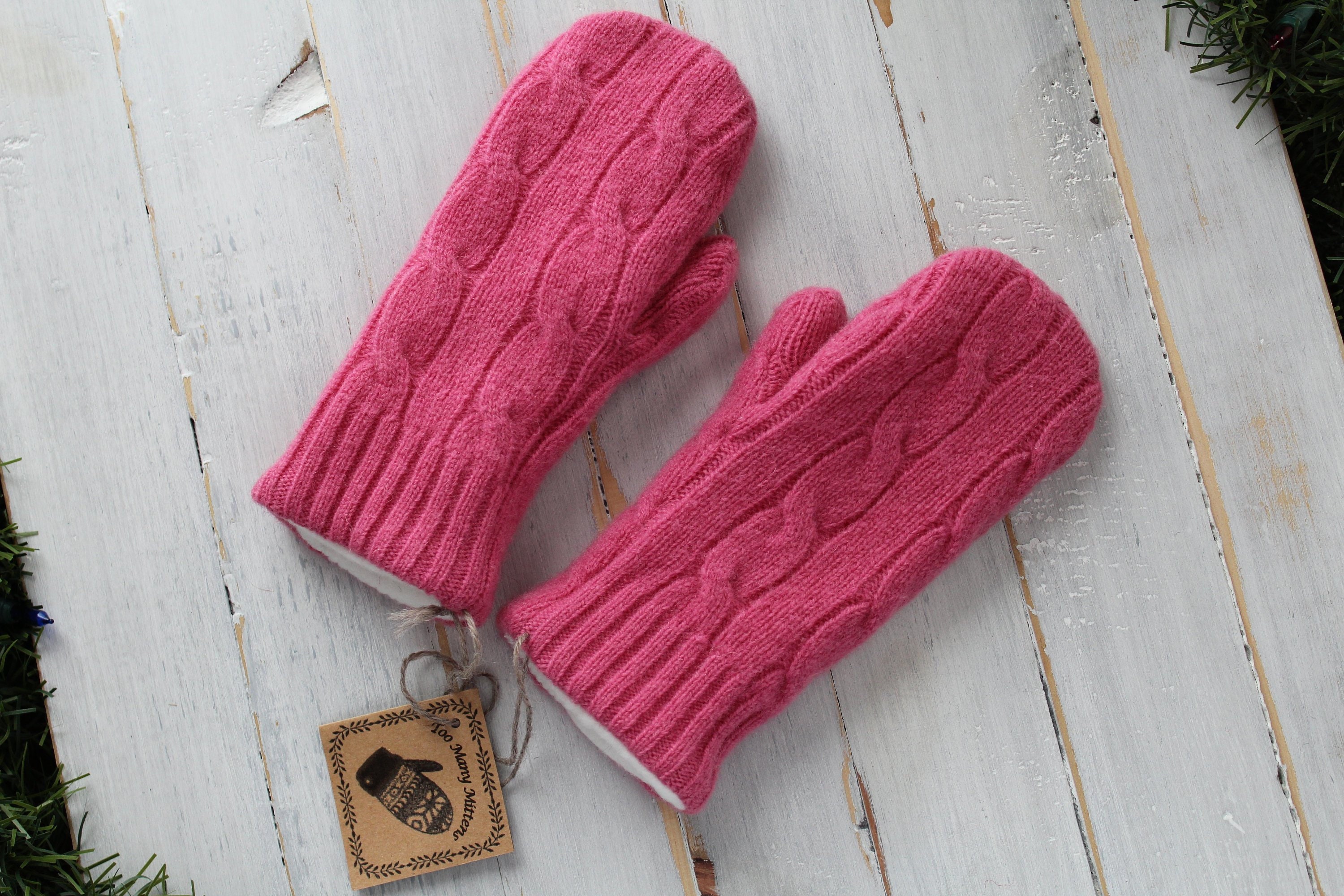 Kids' S Wool Sweater Mittens Fleece Lined Pink 141 Etsy