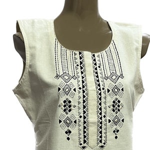 Off white Cotton Linen Summer Tunic Top