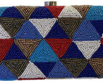 Colorful beaded clutch purse