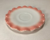 Hazel Atlas Crinoline Pink Wavy Ruffled Saucer