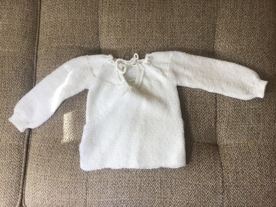 1940s Baby Sweater, Wrap Around White - image 2