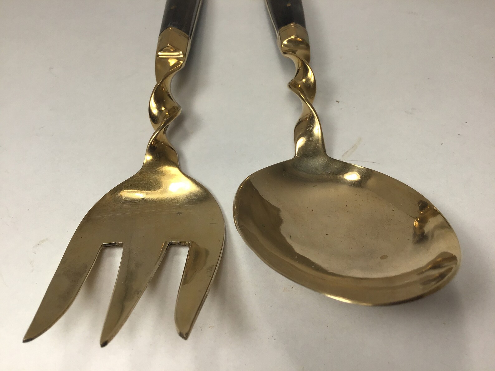 Siam Salad Fork and Spoon Thailand Brass Large Serving Fork Etsy