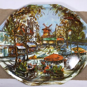 Daher Paris Tray, Large Oblong Oval Moulin Rouge Metal Tray, Made in England