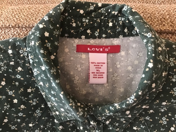 XL Levis Floral Corduroy Shirt, Woman’s Snap - image 8