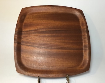 4 Square MCM Teak Trays, Pressed Formed 12” Trays