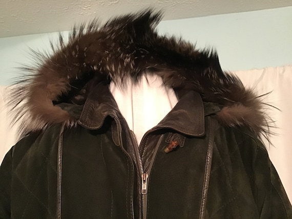 Man’s Hooded Suede Parka Jacket from Spain, Large