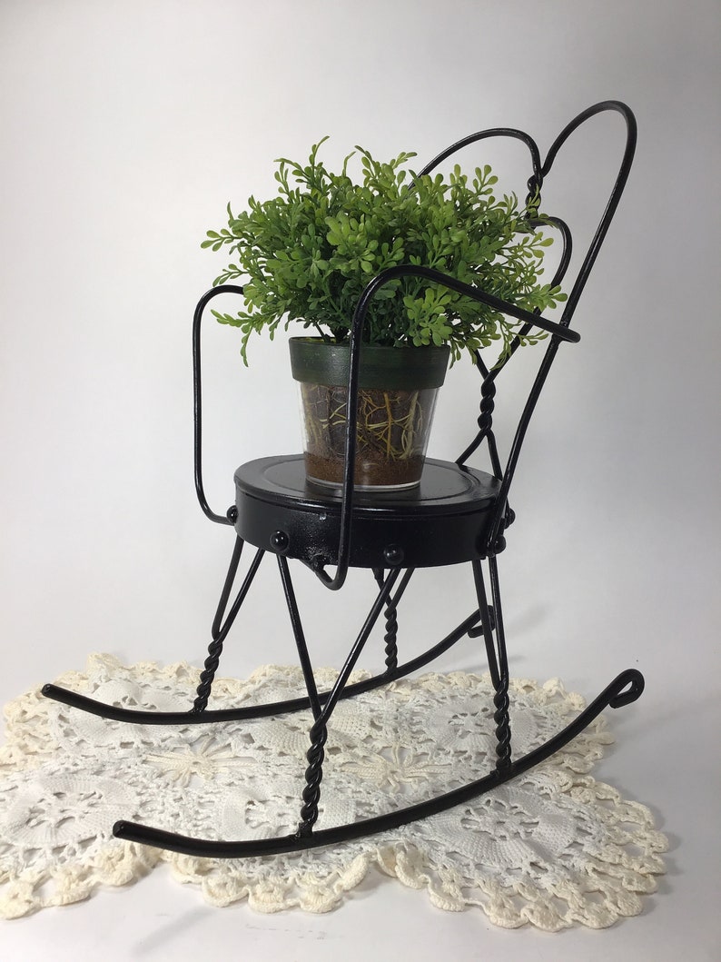 Metal Rocking Chair Plant Stand Rod Iron Doll Rocking Chair Etsy