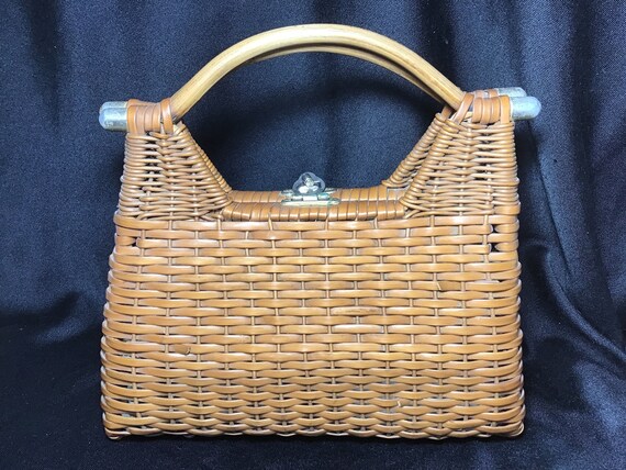 60s Wicker Bamboo Purse - image 5