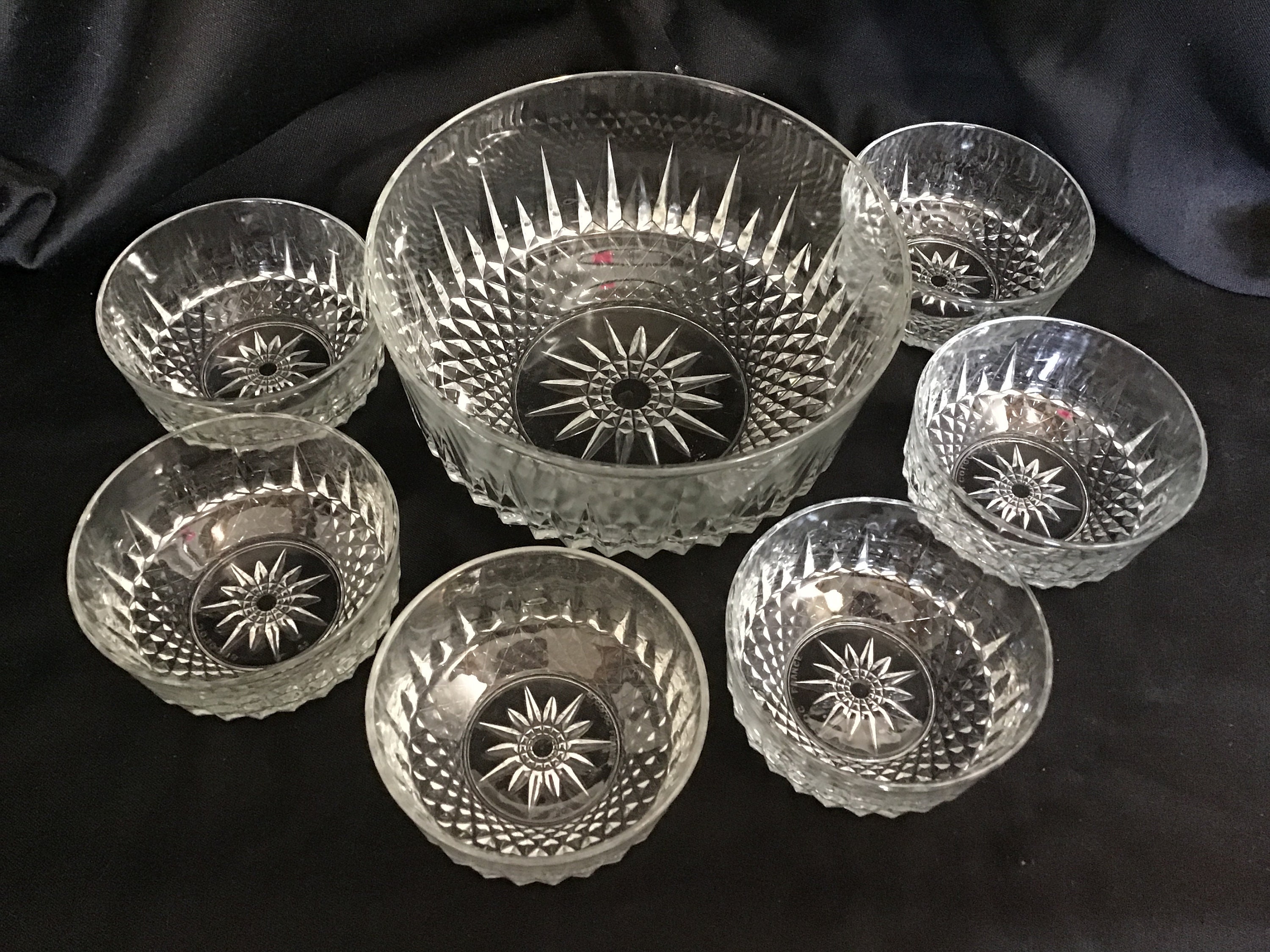 Arcoroc Salad Bowl Set 7 Piece Clear Glass Bowl Serving Set Etsy