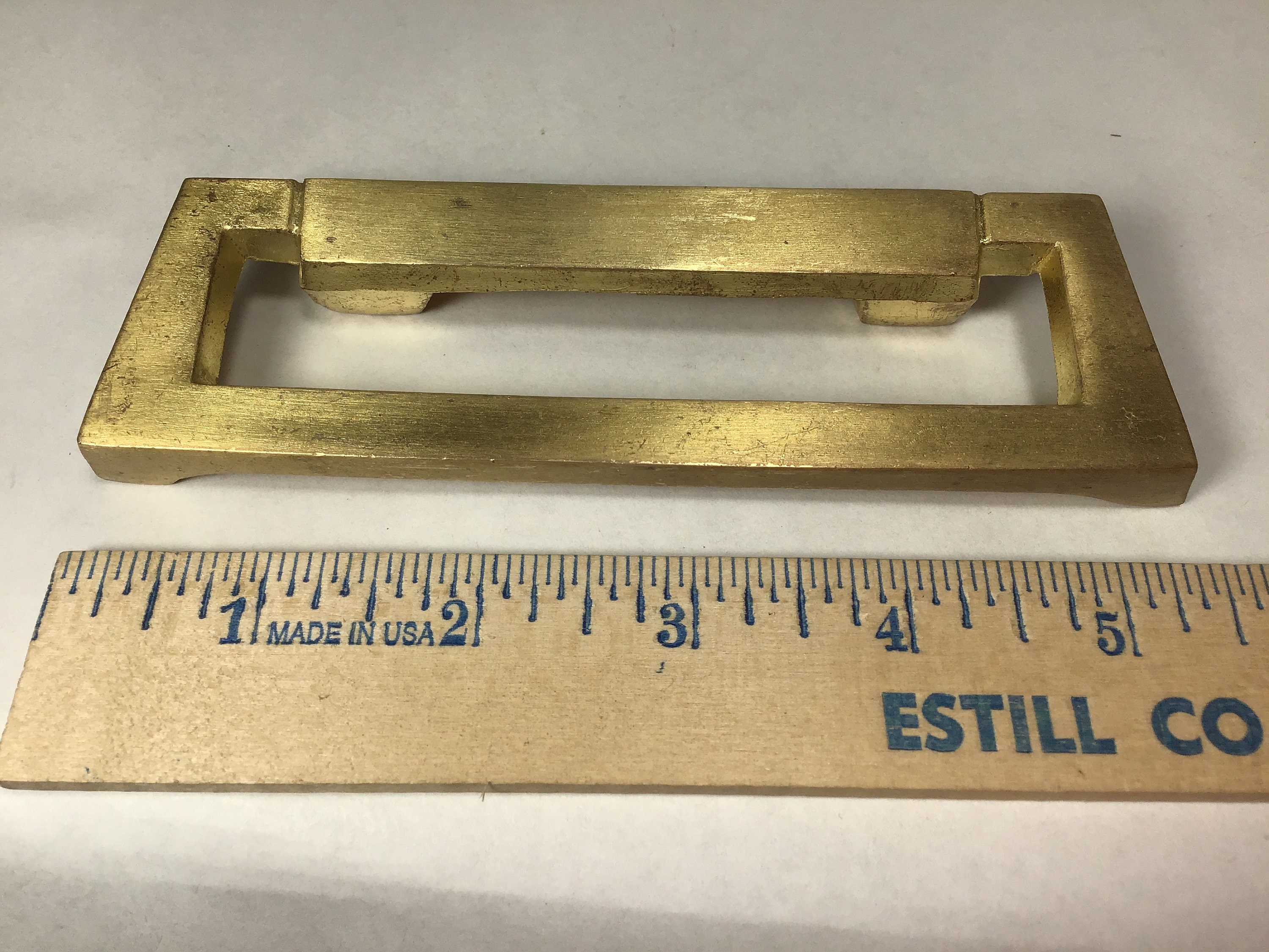 Modern Brass Drawer Pull Rectangular 5 Inch MCM Handle Etsy