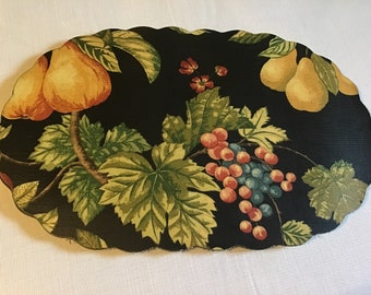 4 Fruit Placemats, Thick Vinyl with Black Background