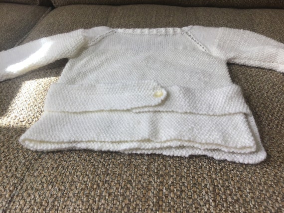 1940s Baby Sweater, Wrap Around White - image 6