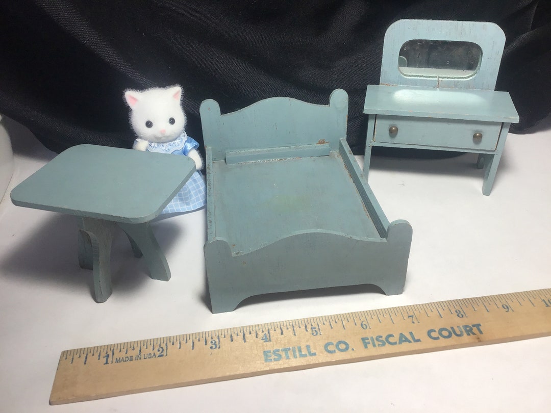 Vintage Wooden Dollhouse Bedroom Furniture Etsy