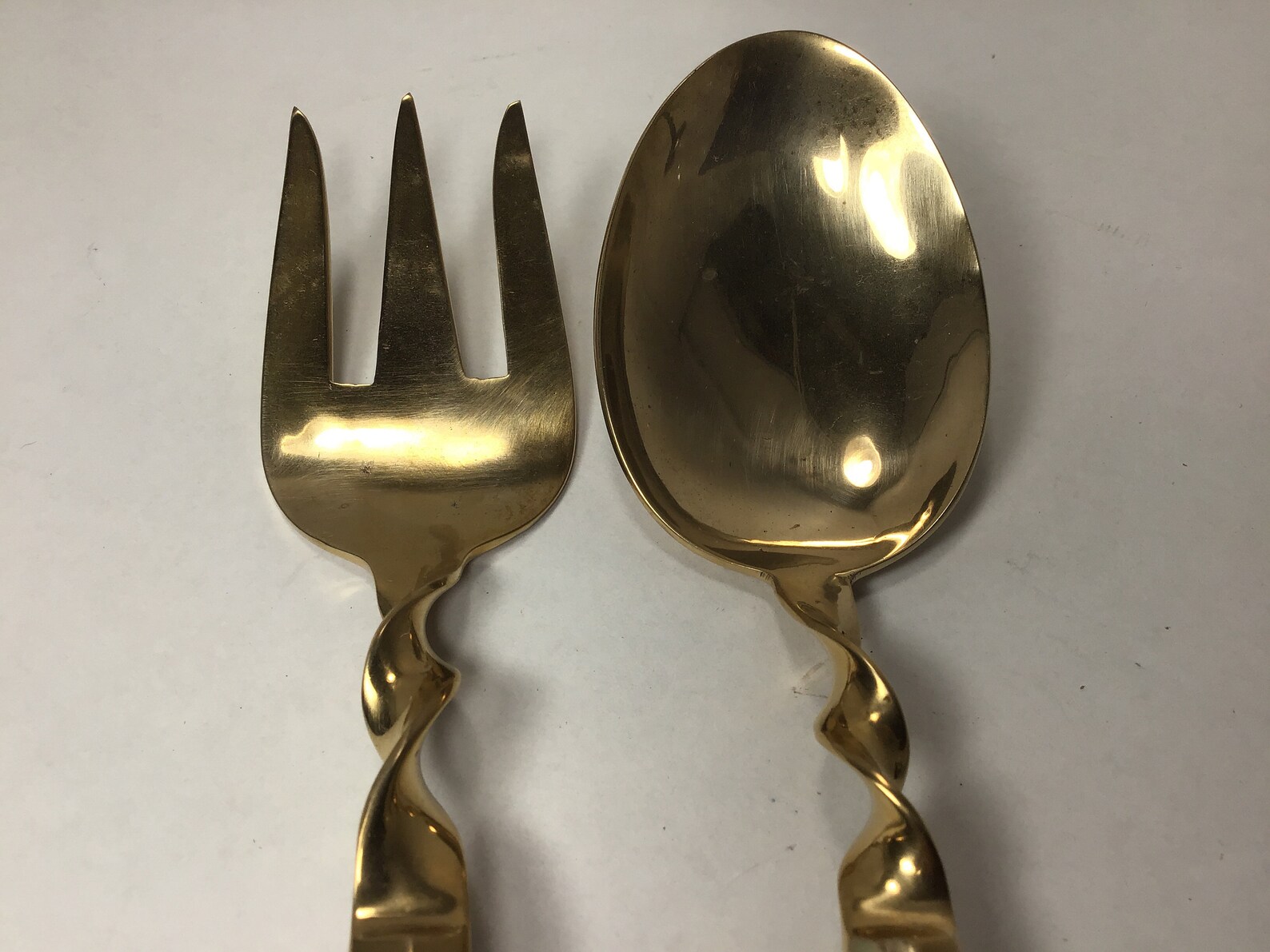 Siam Salad Fork and Spoon Thailand Brass Large Serving Fork Etsy