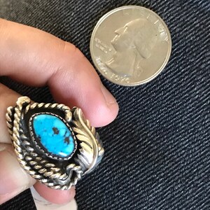 Vintage southwestern style brilliant turquoise blue ring image 3