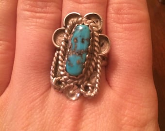 Vintage morenci turquoise with silver matrix