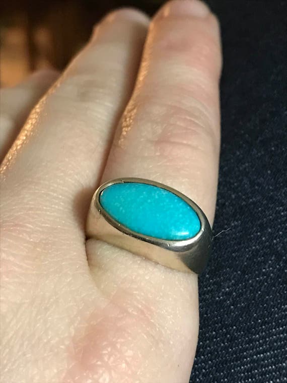 Vintage hand made turquoise ring - image 3