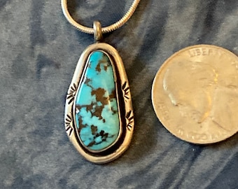 Tyrone Turquoise Sterling Silver Pendant, 20 inch Chain