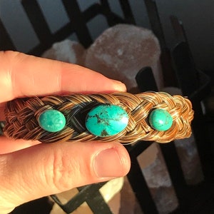 Vintage braided horse hair turquoise bracelet