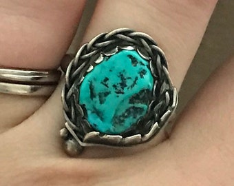 Vintage raw stone turquoise ring