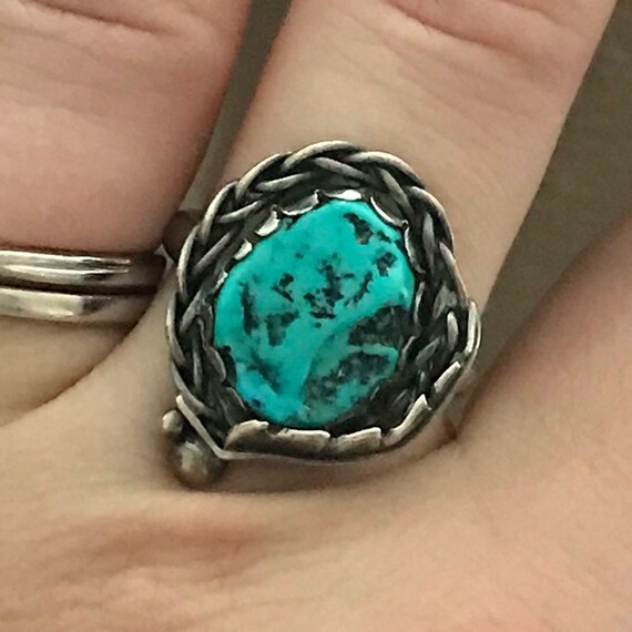 Vintage raw stone turquoise ring