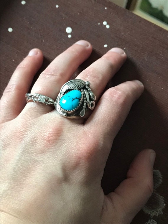 Gorgeous signed Allen Chee turquoise ring