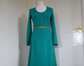 vintage lerose green 70s maxi dress evening dress 8- 10