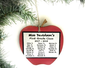 Personalized Teacher Ornament, Personalized Apple Ornament, Teacher Ornament Personalized, Teacher Gifts From Class, Teacher Christmas Gift