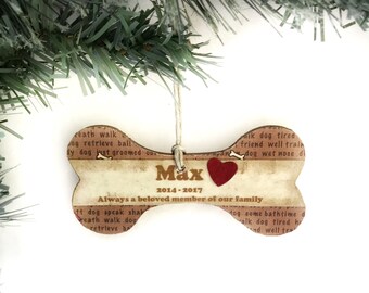 Dog Memorial Ornament, Pet Memorial, Dog Remembrance, Personalized Dog Ornament, Pet Remembrance, Dog Sympathy, Dog Angel, Loss of Dog