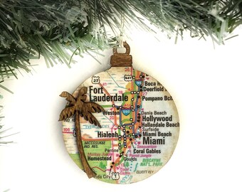 Personalized Tropical Trip Ornament, Beach Ornament, Personalized Vacation Ornament, Travel Map Ornament, Cruise Ornament, Beach Wedding