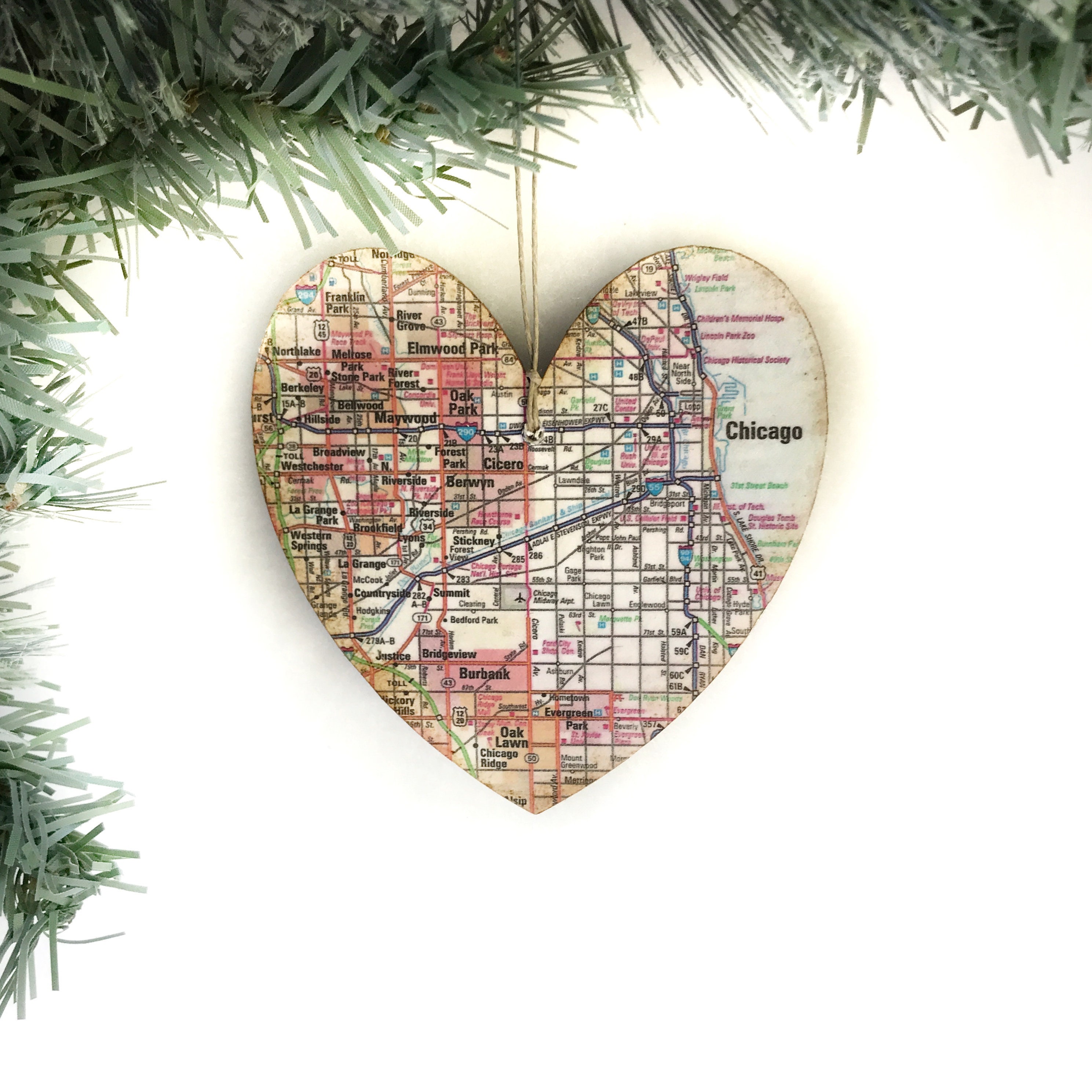 Chicago Map Ornament Chicago Ornament Chicago Christmas