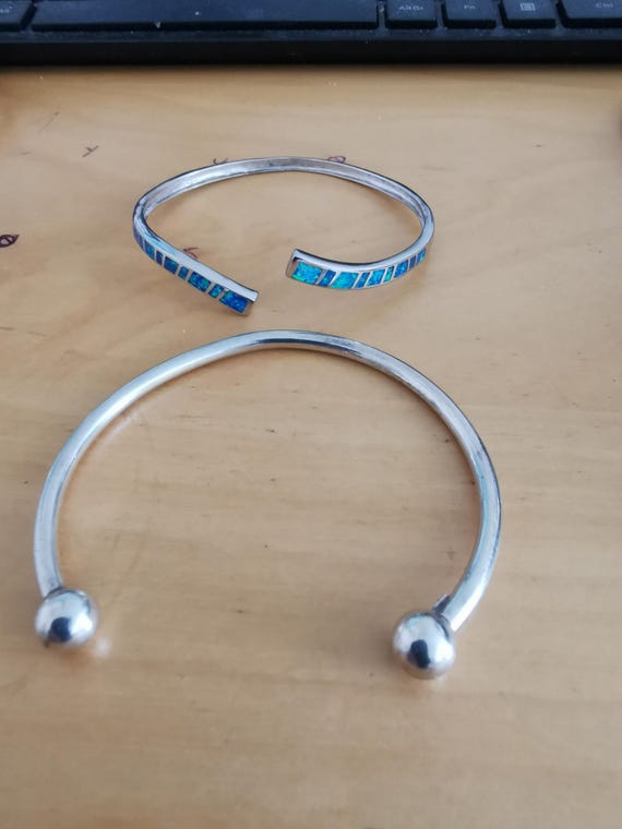 Two silver 925 open end bangles - image 1