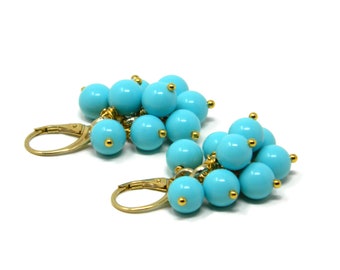 Cluster Earrings with Turquoise Paste Balls