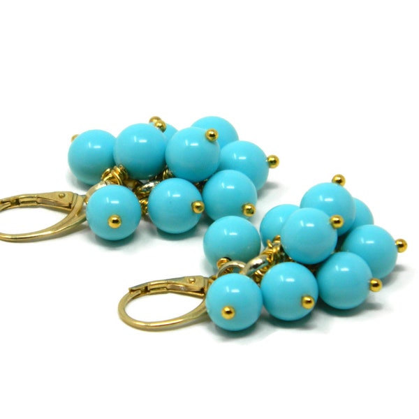 Cluster Earrings with Turquoise Paste Balls