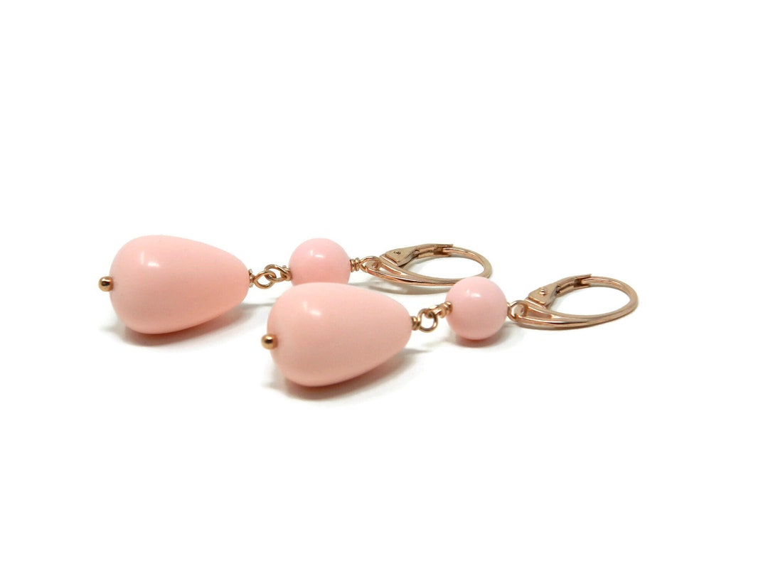 Orecchini pendenti corallo rosa chiaro | Pasta di corallo palline e gocce | Argento 925 oro rosa | Gioielli artigianali Made in Italy - Italia