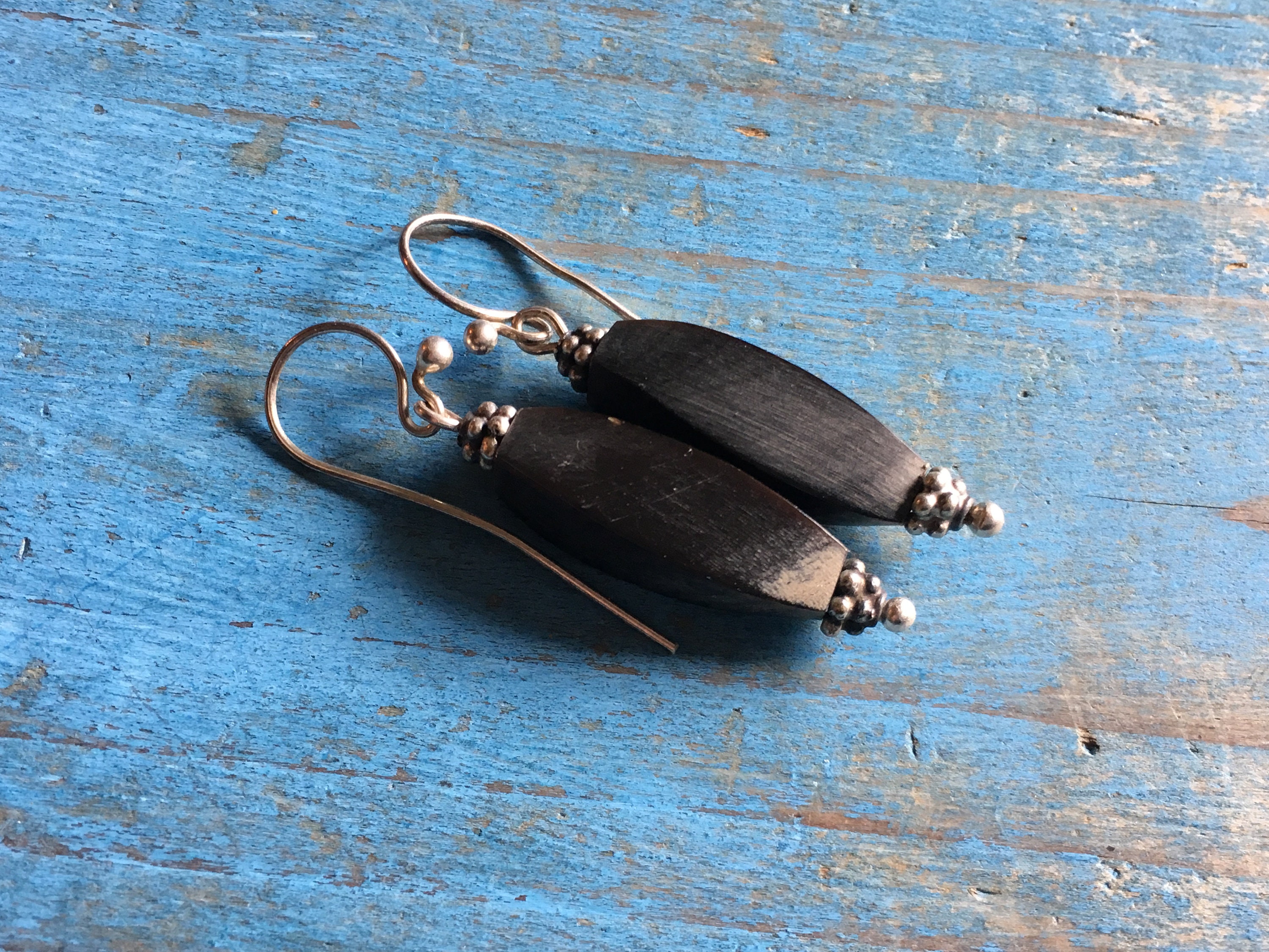 Earrings of Carved Horn Beads With Bali Sterling Findings. Simple, Dark, Light Weight Drops. - Etsy Earrings of Carved Horn Beads With Bali Sterling Findings. Simple, Dark, Light Weight Drops. - Etsy