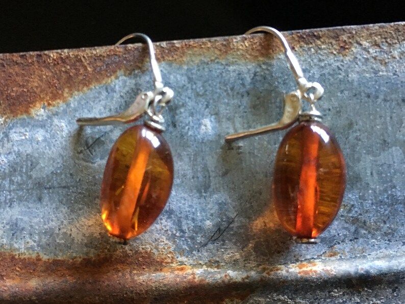 Simple amber earrings with sterling findings