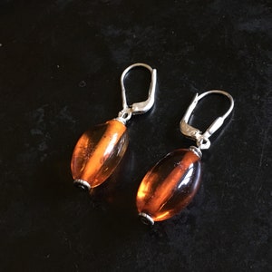 Simple amber earrings with sterling findings