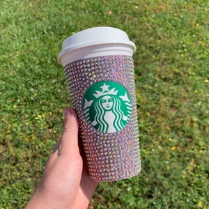 Crystal AB Rhinestone Starbucks 16 oz Reusable Hot Cup (Rainbow Confetti), Starbucks Cup