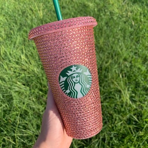 Rose Gold Rhinestone Starbucks 24 oz Cold Cup, Starbucks Cup, Custom Cup, Starbucks, Rhinestone Starbucks Cup, 24oz Cup, Starbucks Cup image 1