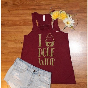 I Love Dole Whip Glitter/Regular HTV Bella Racerback Tank Top
