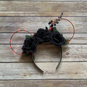 Darth Vader Inspired Floral Ears/ Kylo Ren Inspired Ears/ Floral Wired Mouse Ears image 1