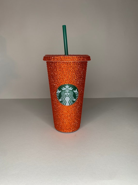 Orange Rhinestone Starbucks 24 Oz Reusable Cold Cup Starbucks - Etsy